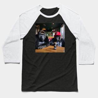 two gorillas enjoying beer in bar Baseball T-Shirt